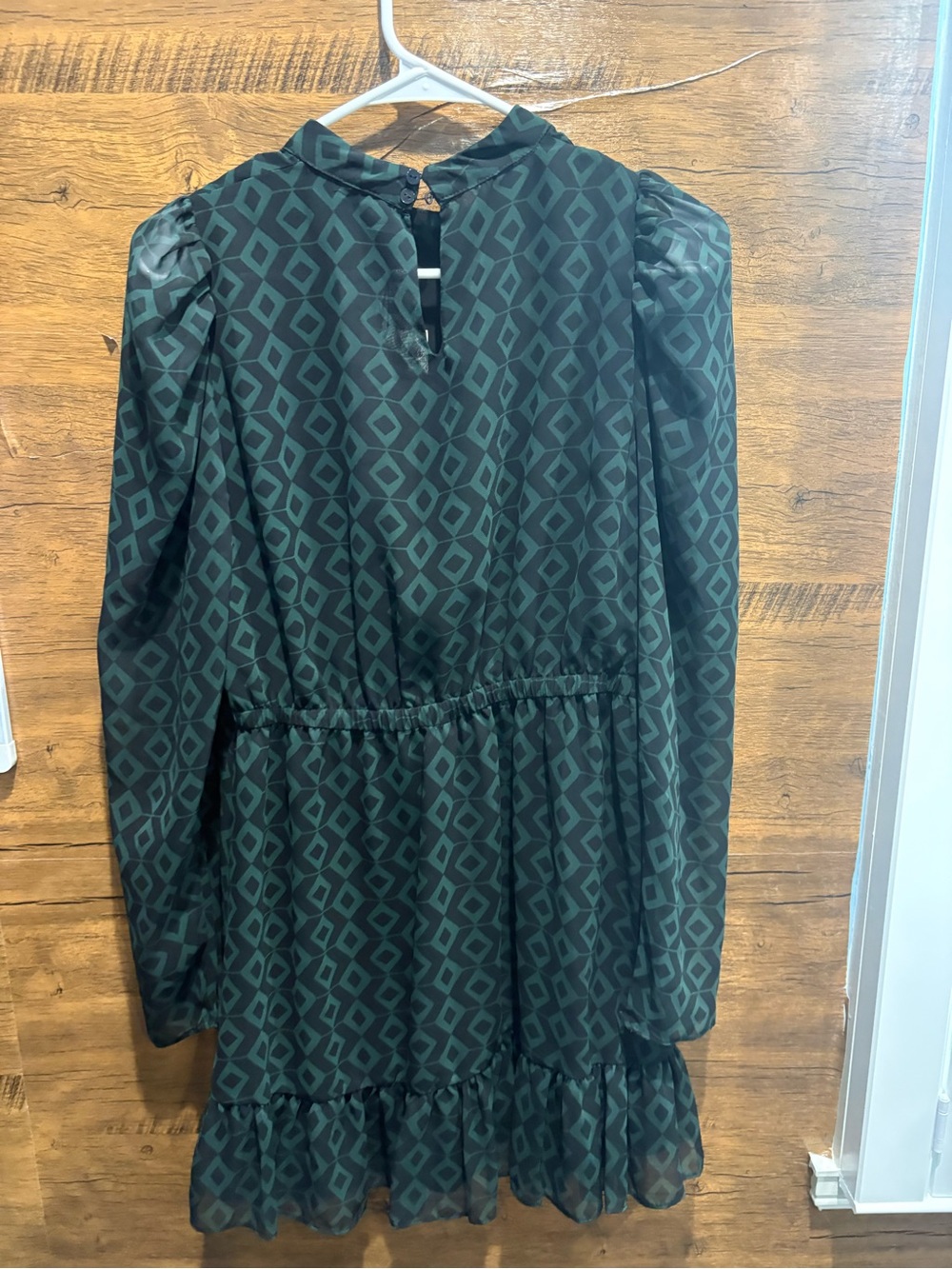 Zara Dark Green Long-Sleeve Ruffle Hem Dress - Picture 7 of 9